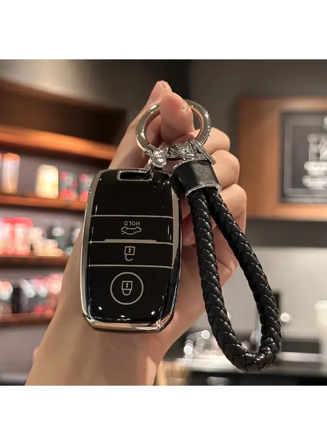 Silvery Key Fob Cover Case Shell for Kia Forte Optima Sportage Rio Niro Remote Smart Key Protector - Image 1